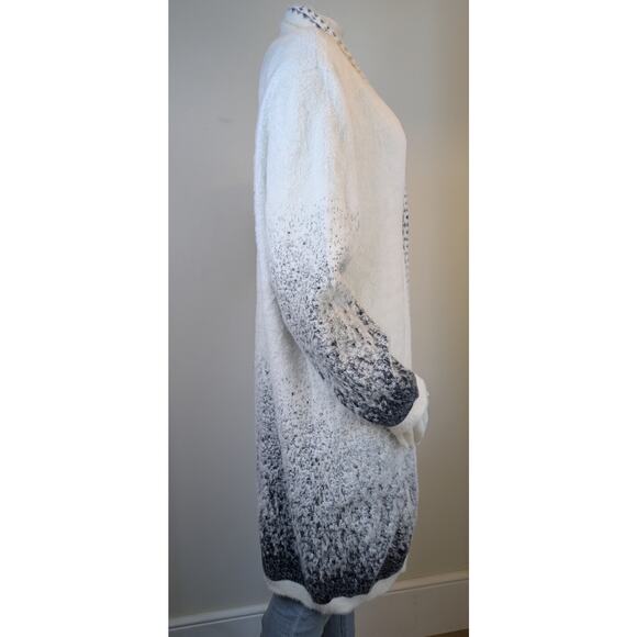 New Venario Long Cardigan Sweater Duster XXL White Gray Ombre Open Front Soft - Picture 7 of 12